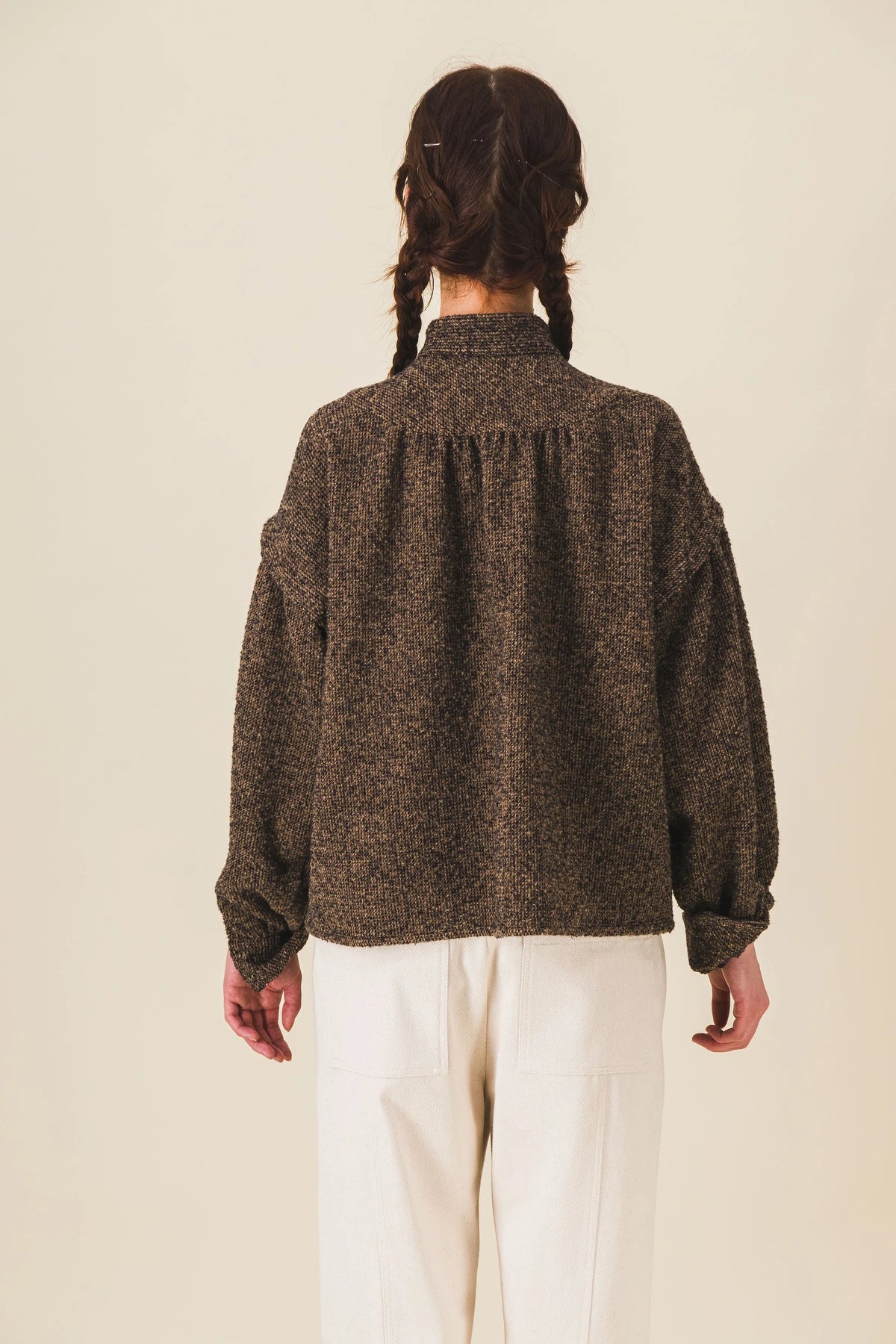 blouse col rond laine marron honey