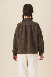 blouse col rond laine marron honey