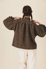 blouse col rond laine marron honey