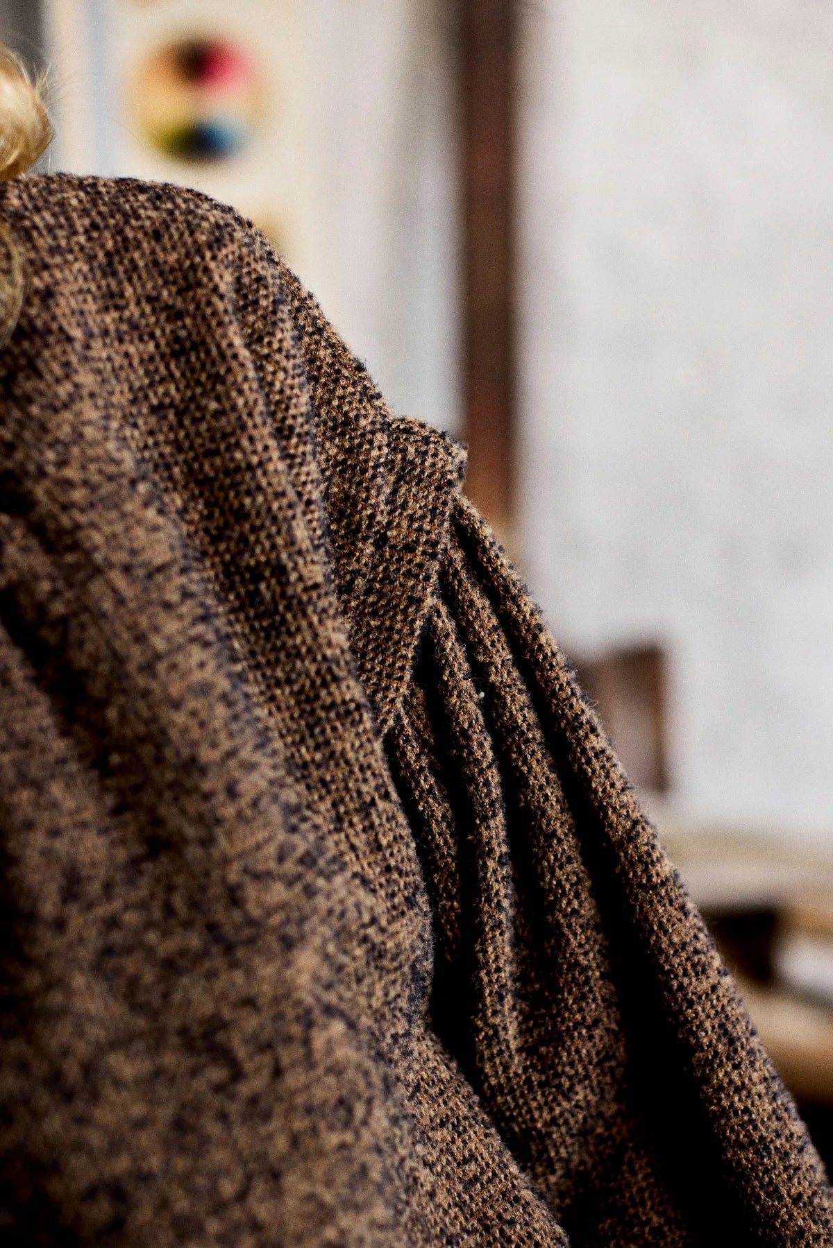 blouse col rond laine marron honey