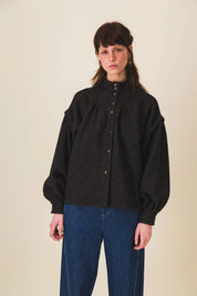 blouse col rond laine noir kaia