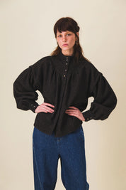 blouse col rond laine noir kaia