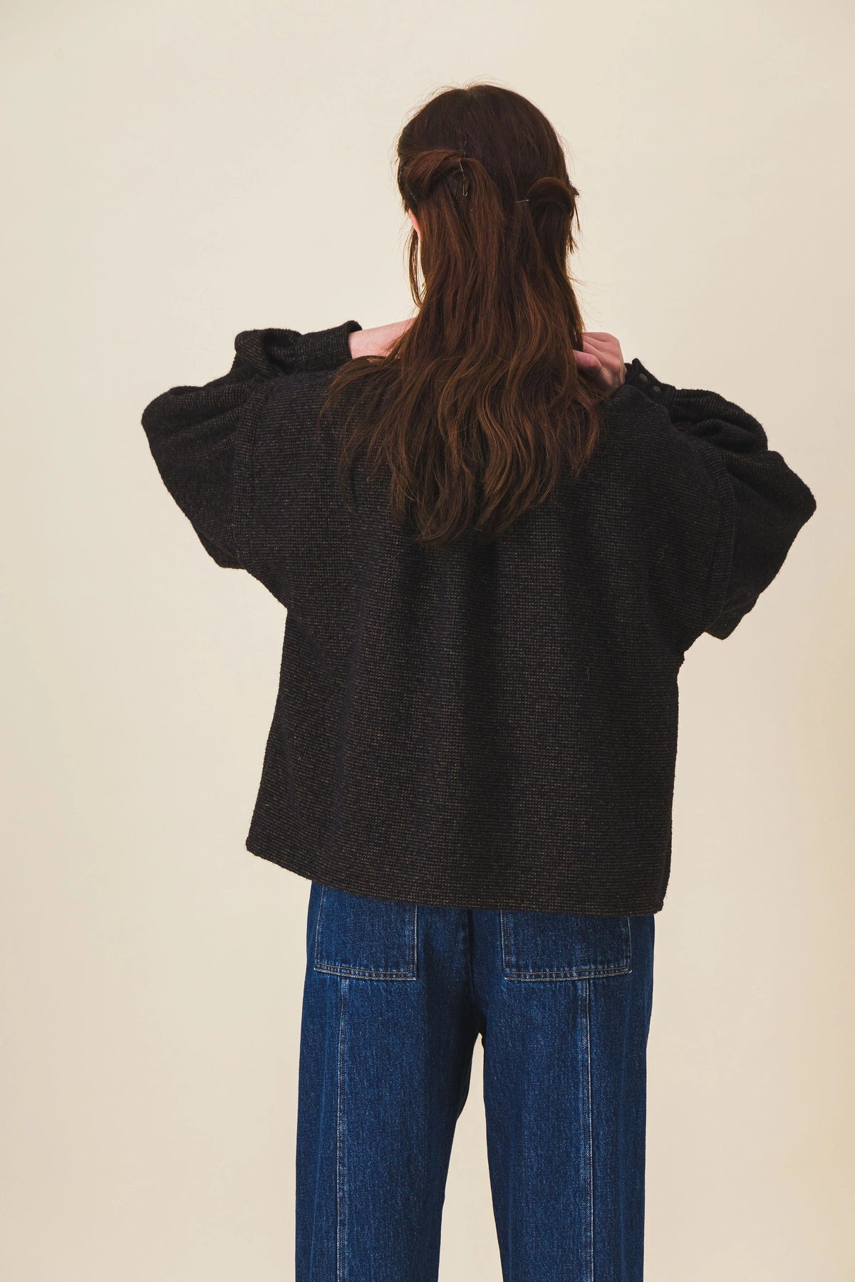blouse col rond laine noir kaia