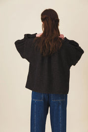 blouse col rond laine noir kaia