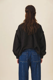blouse col rond laine noir kaia