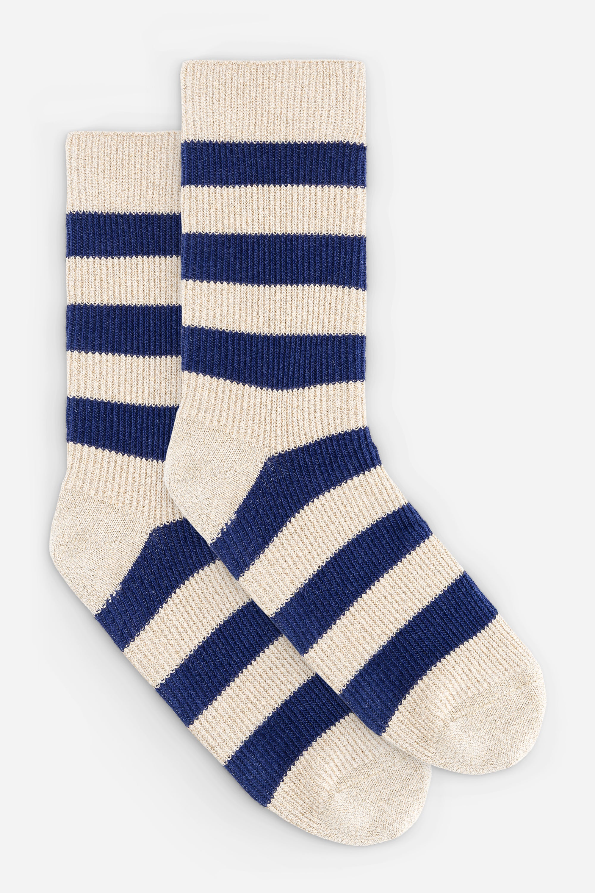 calcetines de rayas azules y blancas