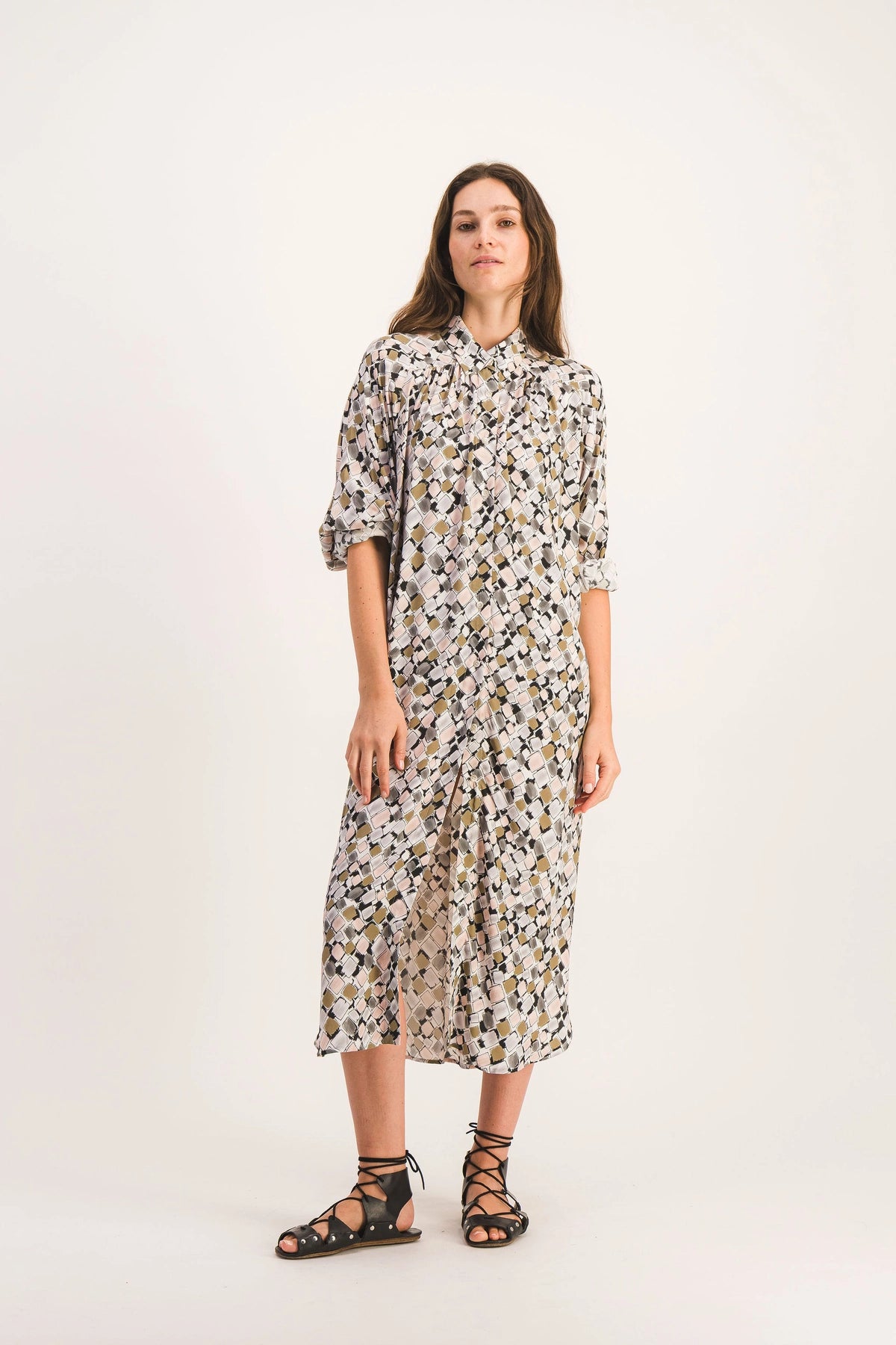 VESTIDO MAHAUT KHAKI SKETCH