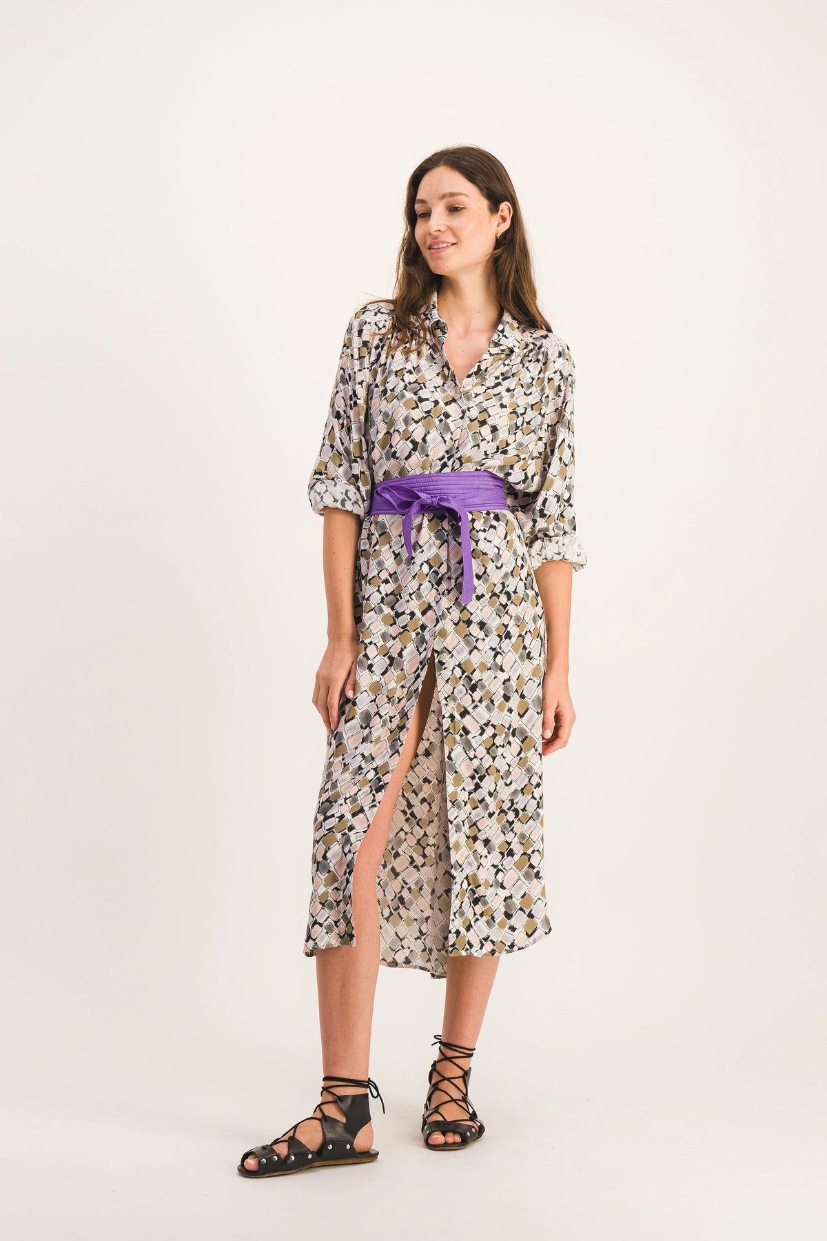 VESTIDO MAHAUT KHAKI SKETCH