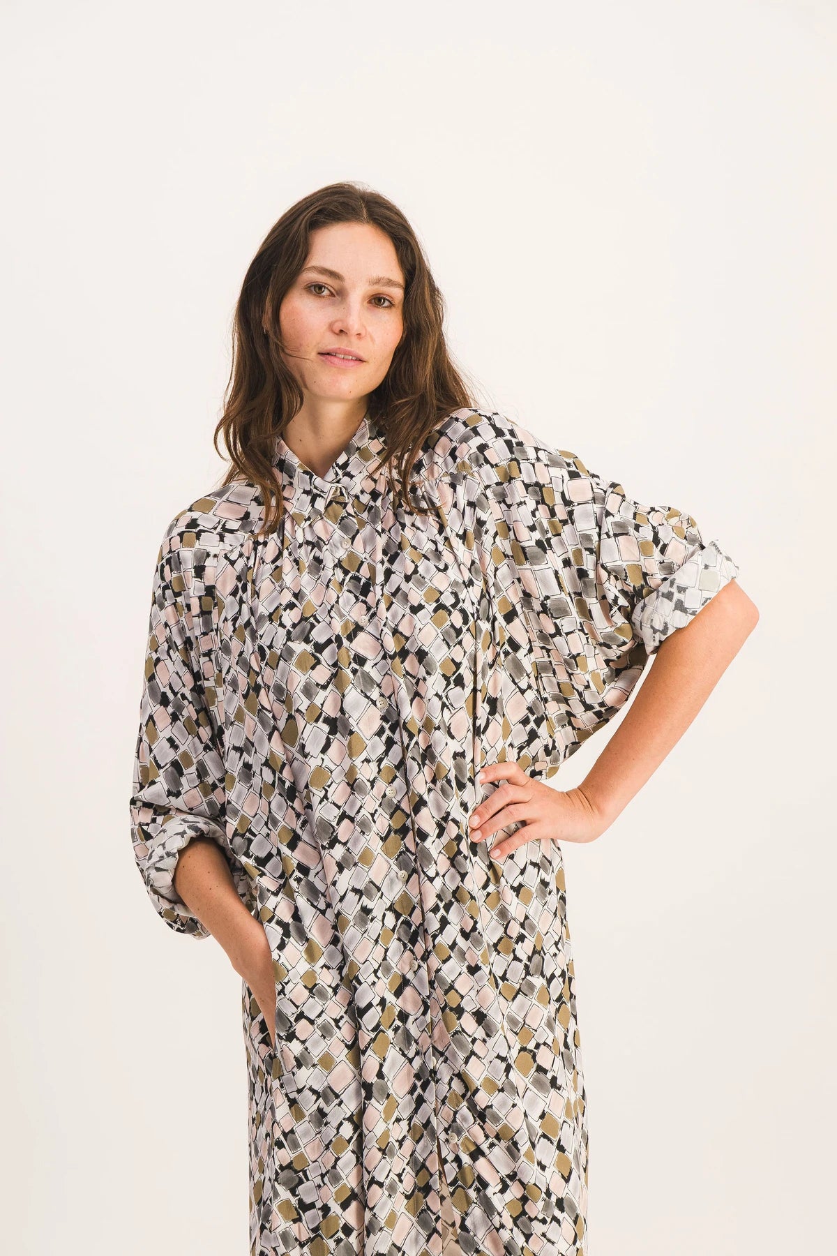 VESTIDO MAHAUT KHAKI SKETCH