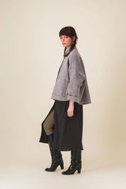 veste femme courte laine grise edita