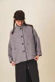 veste femme courte laine grise edita