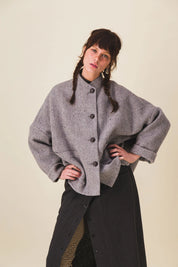 veste femme courte laine grise edita