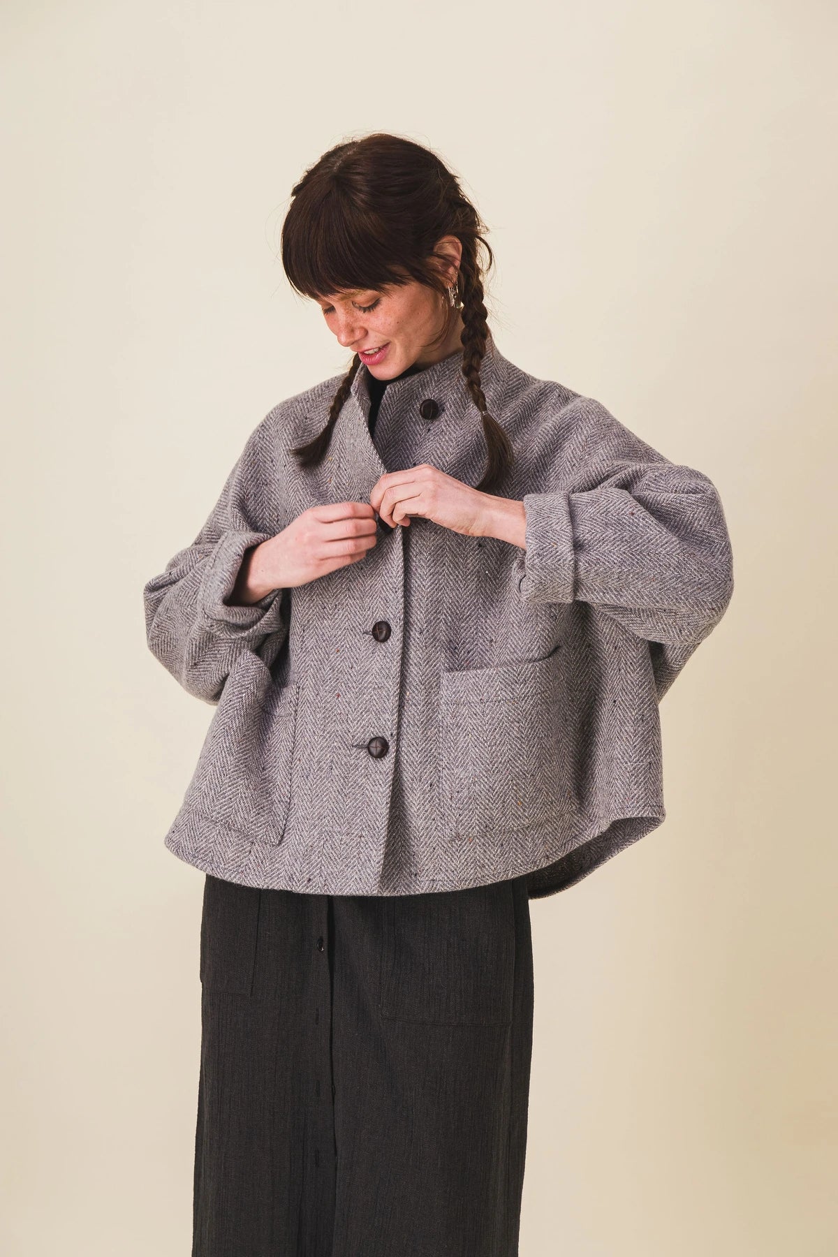 veste femme courte laine grise edita