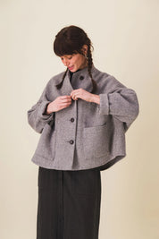 veste femme courte laine grise edita