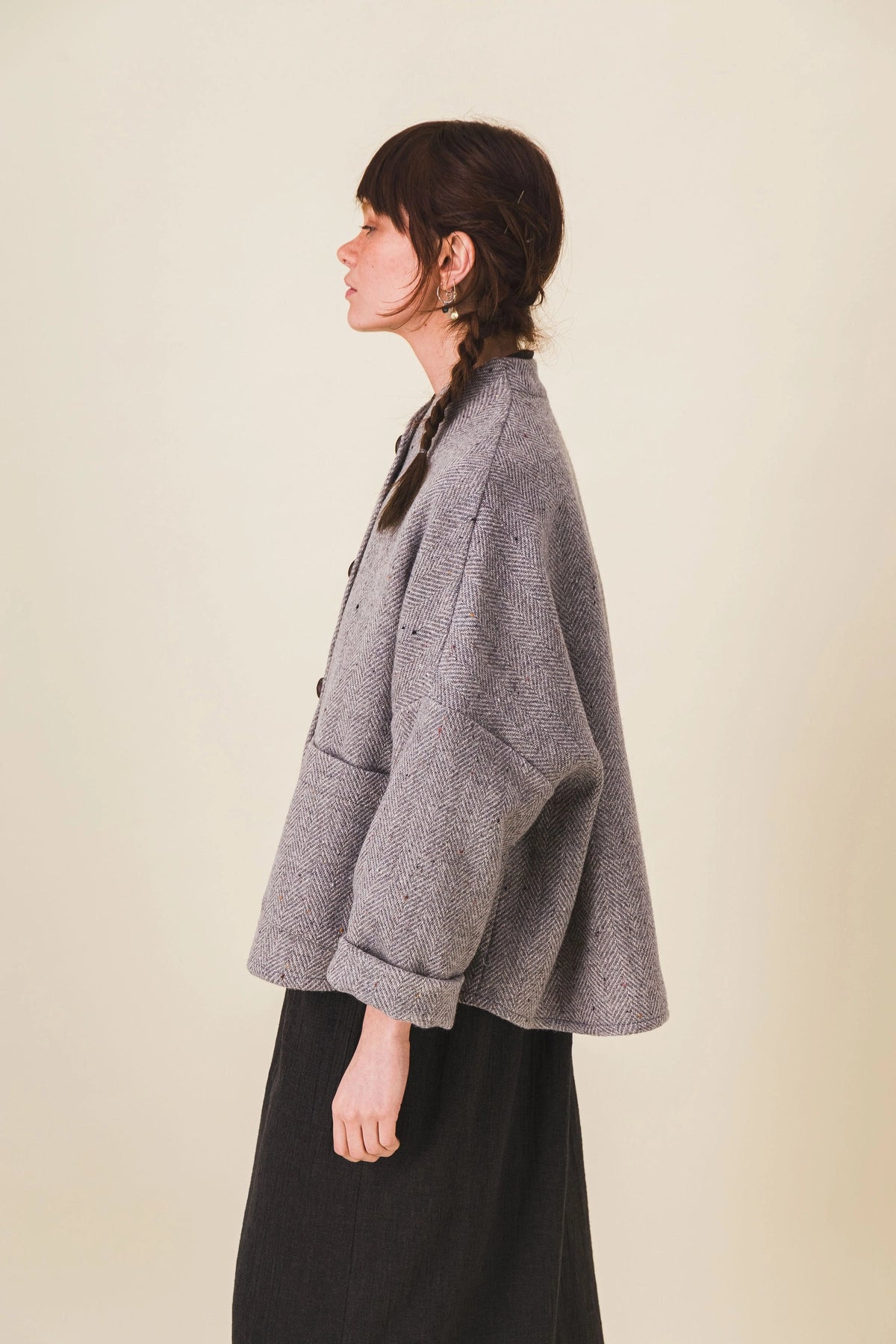 veste femme courte laine grise edita