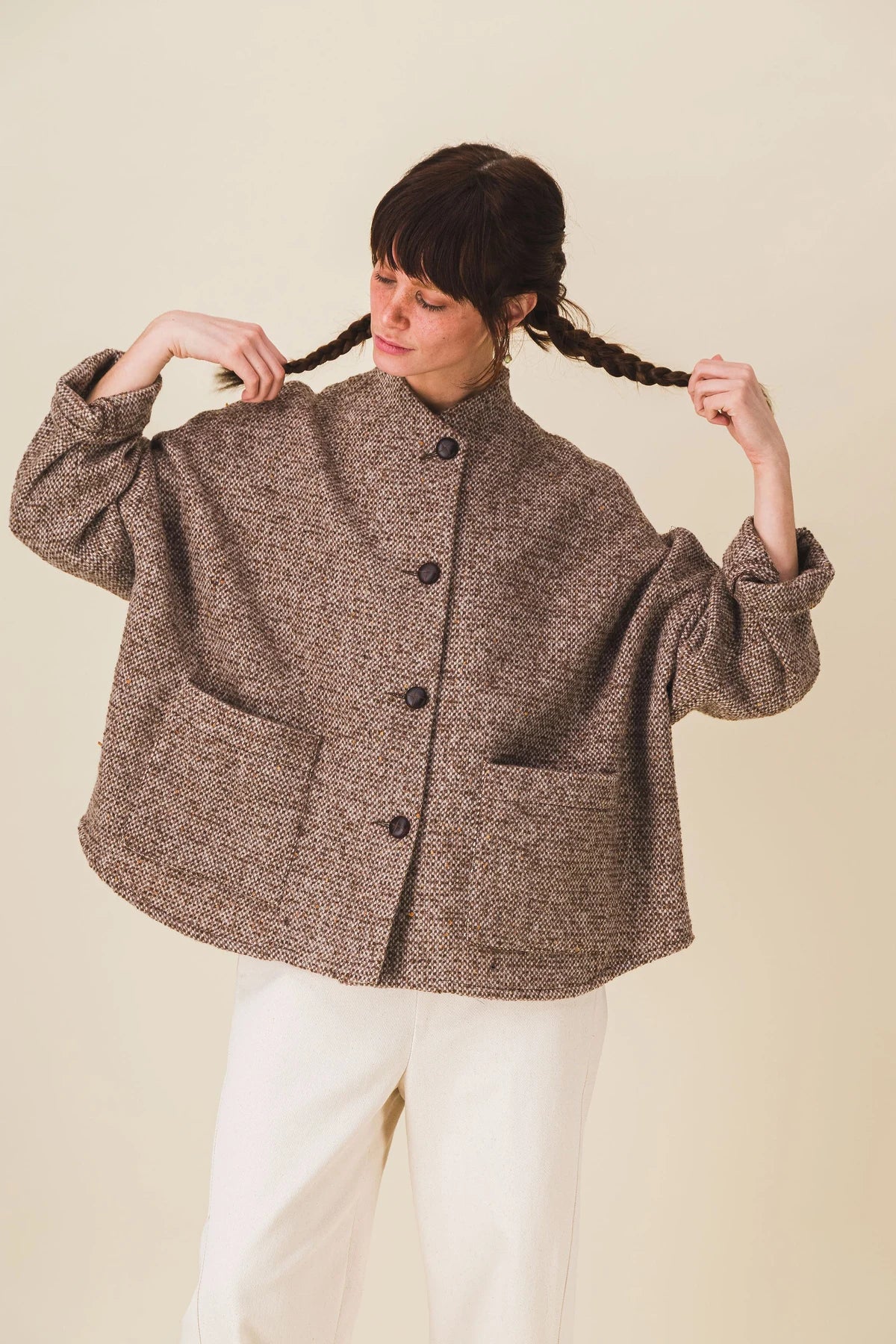 veste femme courte laine marron rita