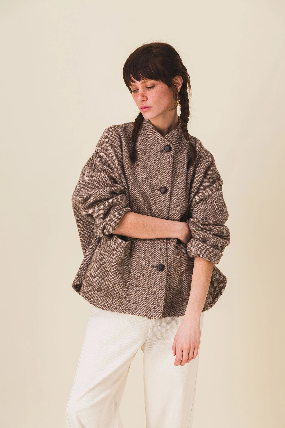 veste femme courte laine marron rita