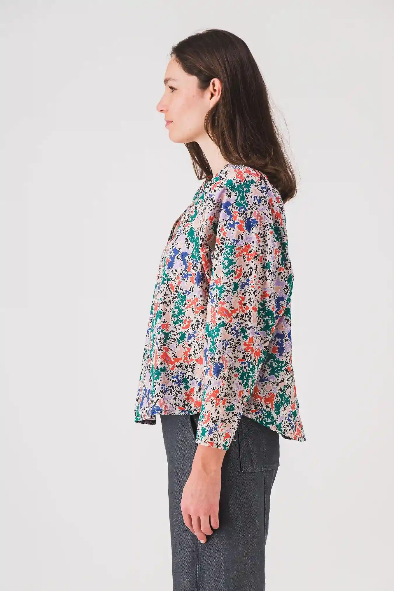 Blusa de mujer con estampado naranja Delila PE25