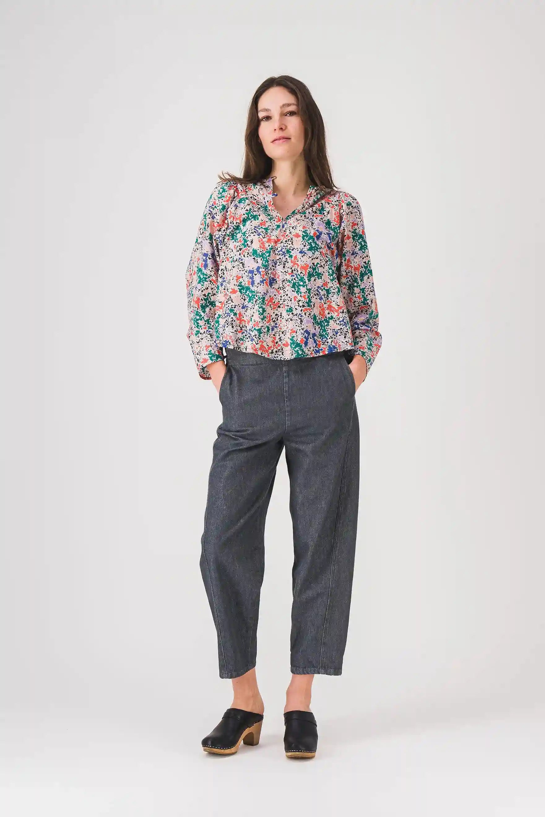 Blusa de mujer con estampado naranja Delila PE25