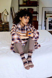 Chaussettes Rayées Noisette - SIXSOEURS