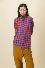 Camisa a cuadros rojos y azules para mujer