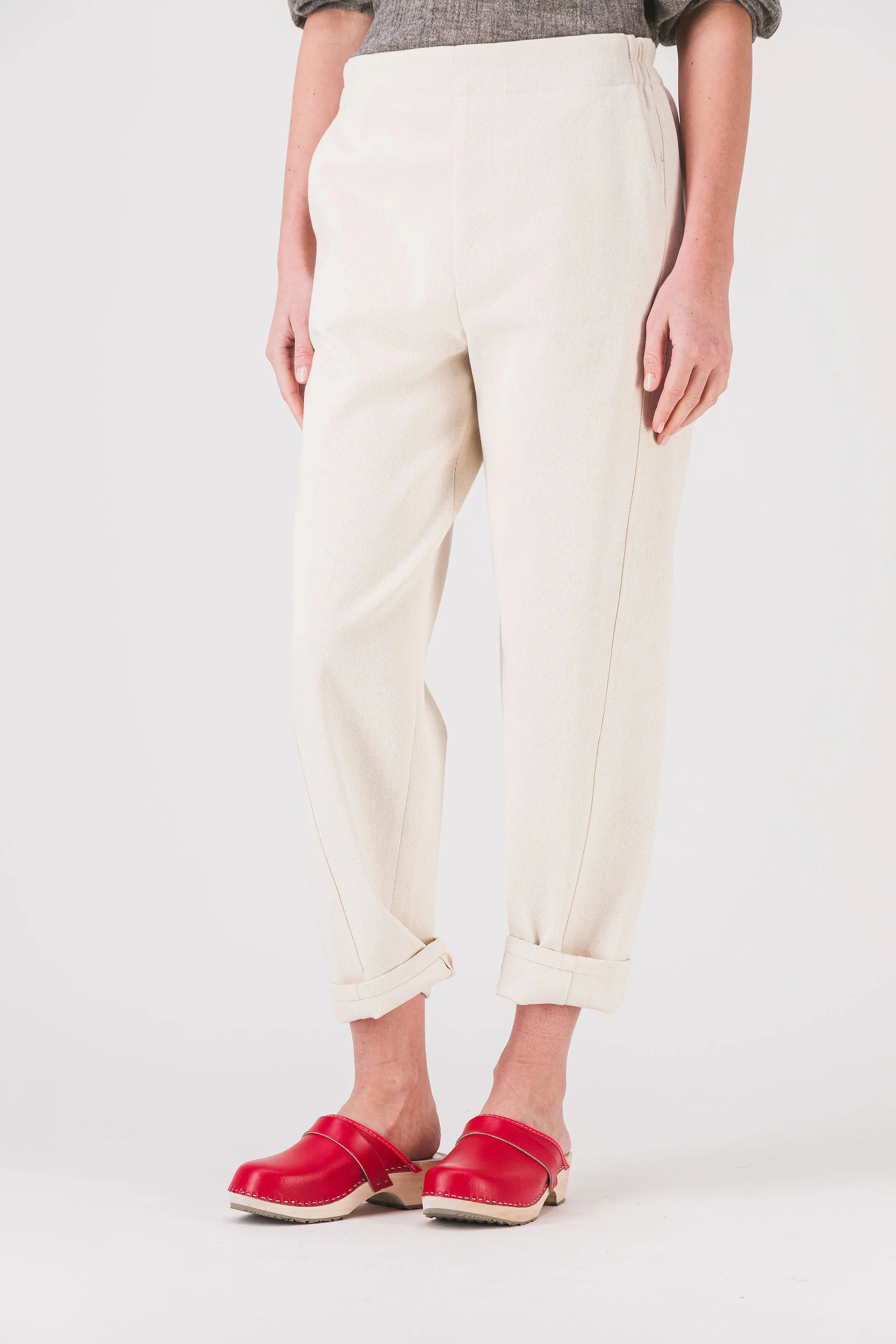pantalones retorcidos color crudo para mujer steba pe25