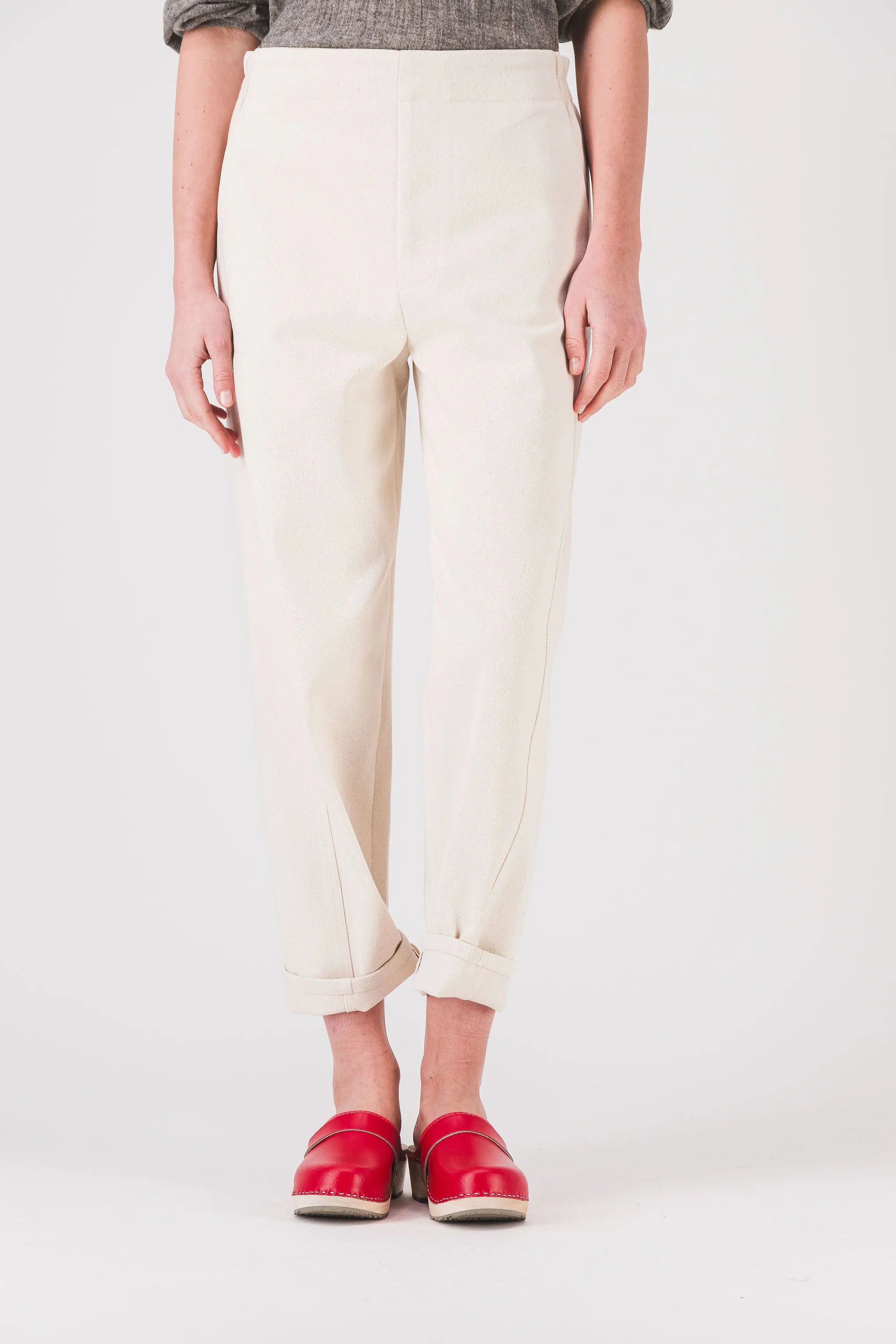 pantalones retorcidos color crudo para mujer steba pe25