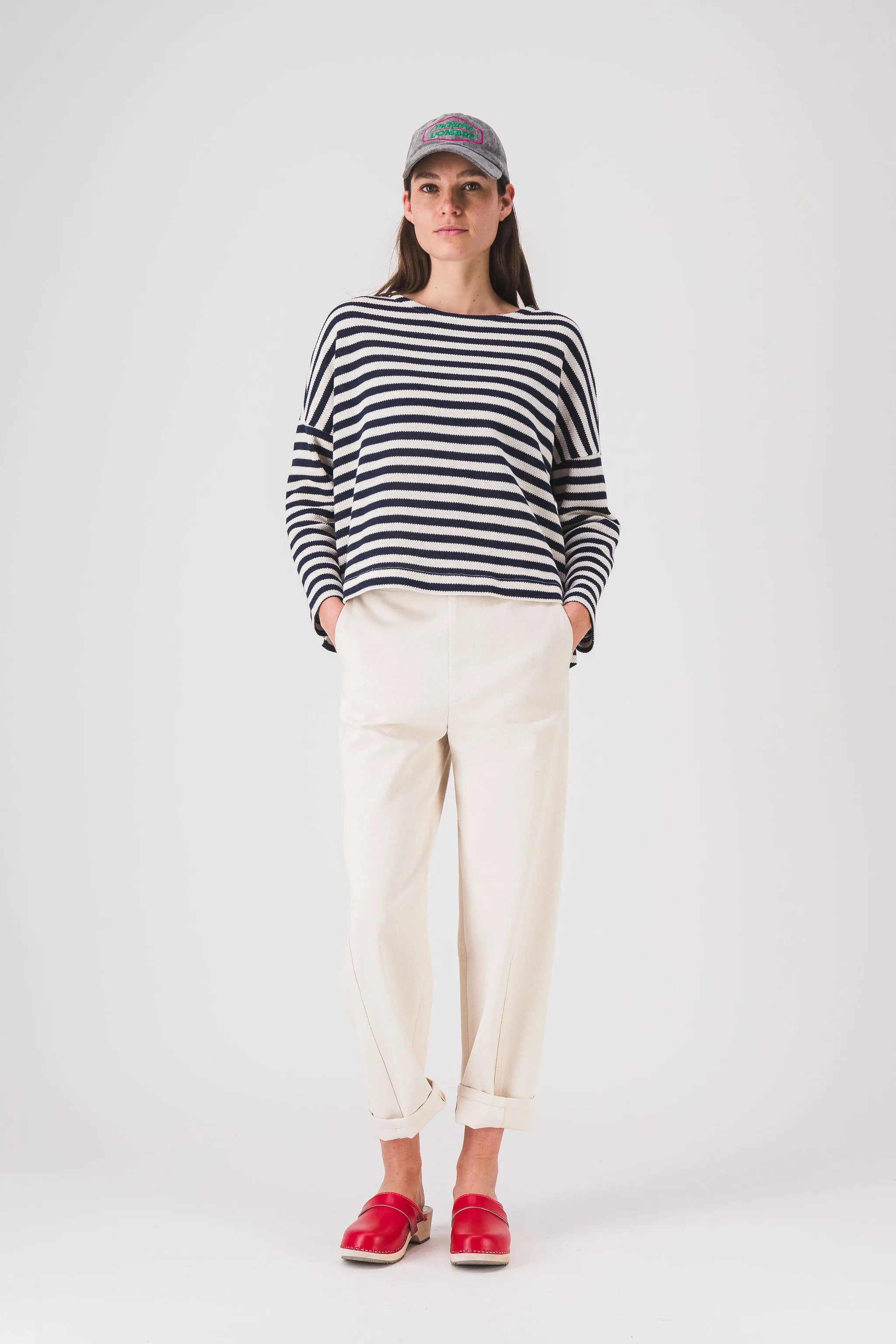 pantalones retorcidos color crudo para mujer steba pe25