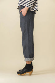 Pantalones vaqueros grises de pierna ancha para mujer