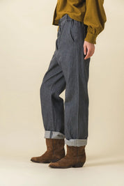 Pantalones vaqueros grises de pierna ancha para mujer