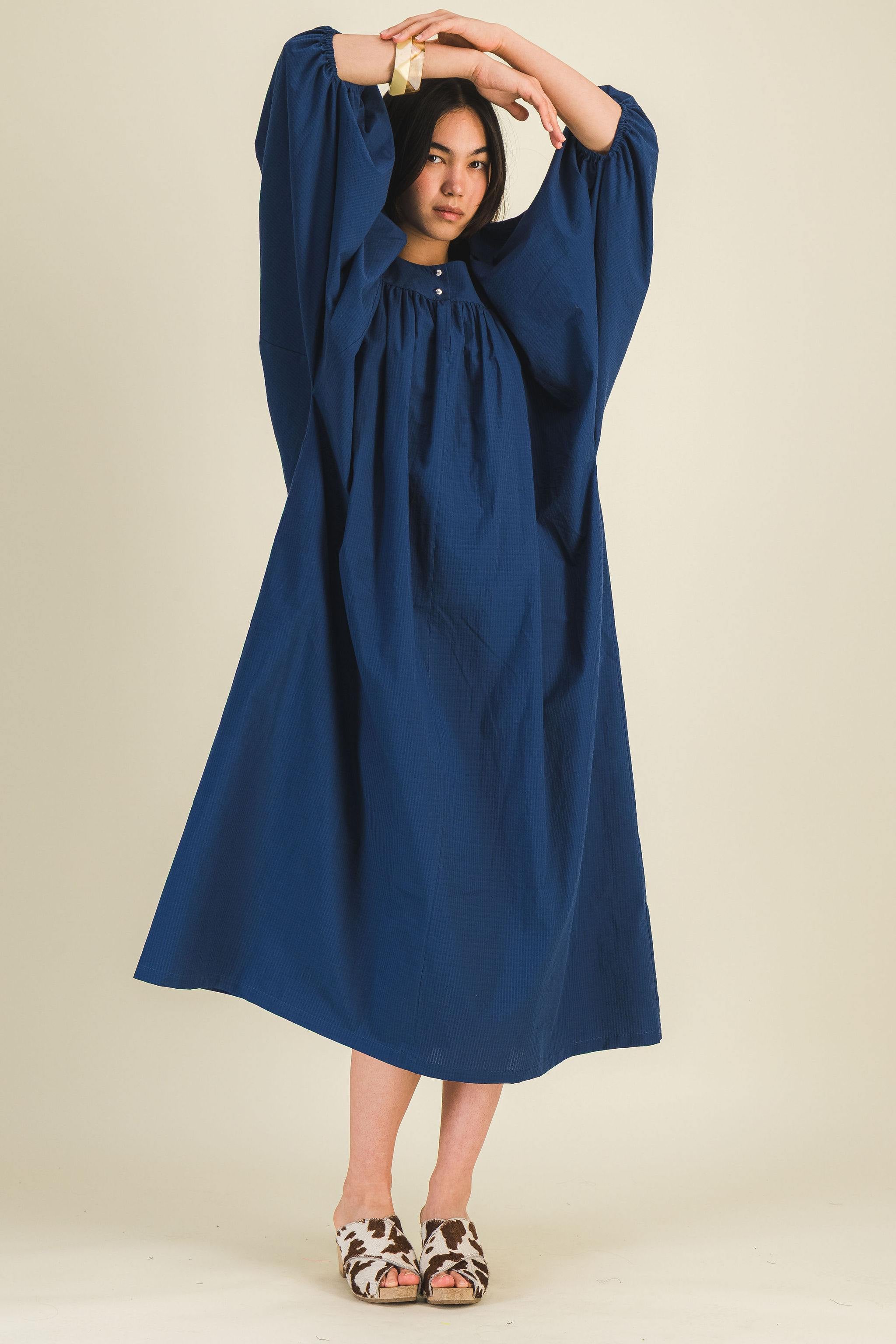 Robe longue bleue coton femme Pippa - photo 2