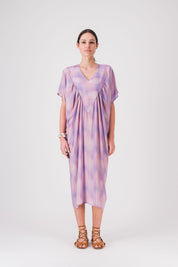 vestido largo cuello pico estampado iria pe25