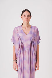 vestido largo cuello pico estampado iria pe25