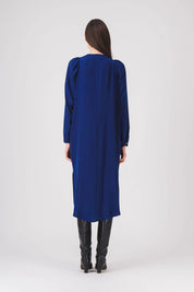 vestido azul largo y recto, vestido zooey, pe25