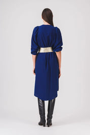 vestido azul largo y recto, vestido zooey, pe25