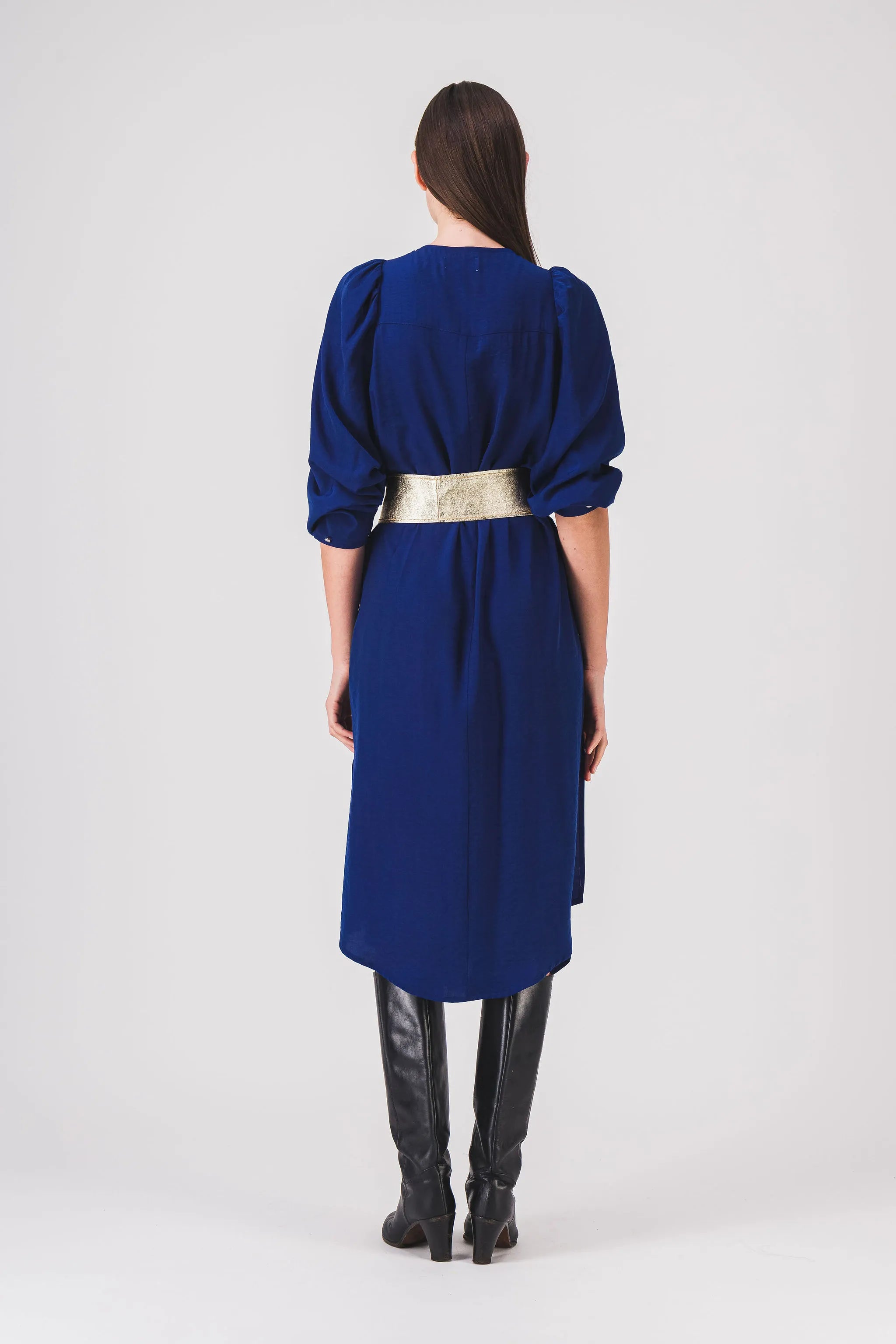 vestido azul largo y recto, vestido zooey, pe25
