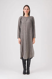 vestido largo recto gris vestido de vanidad pe25
