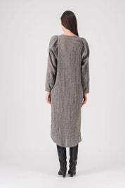 vestido largo recto gris vestido de vanidad pe25