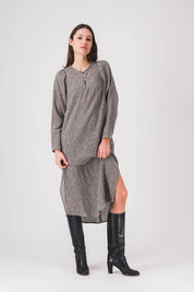 vestido largo recto gris vestido de vanidad pe25