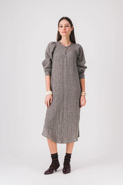 vestido largo recto gris vestido de vanidad pe25