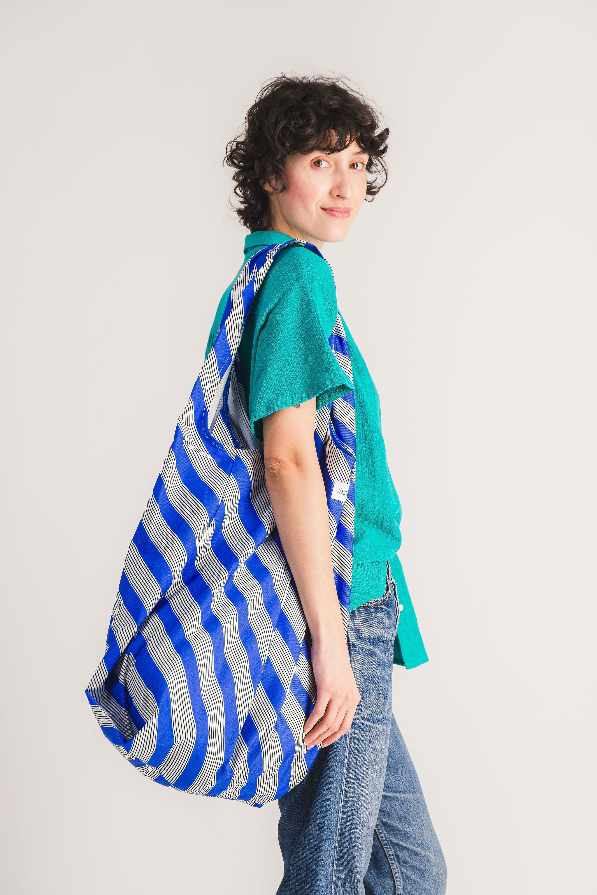 bolso tote azul para mujer