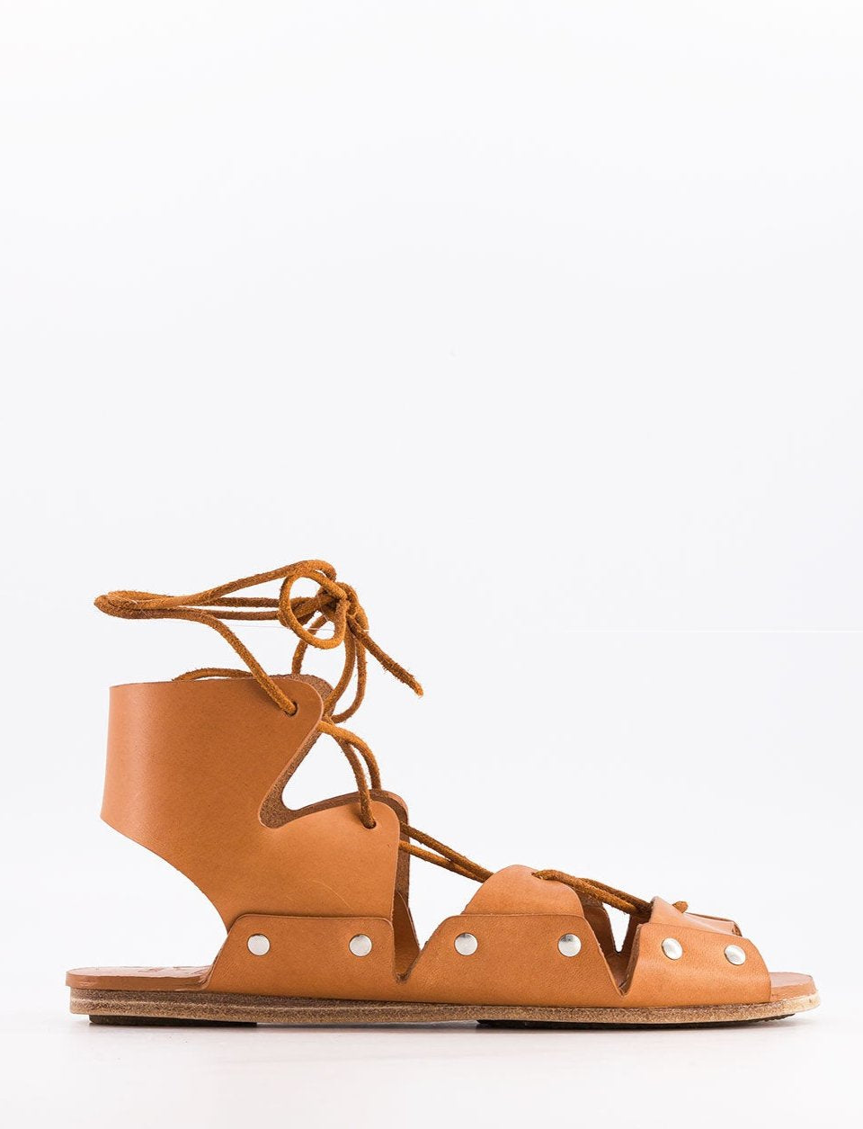 sandalias de piel marrón para mujer
